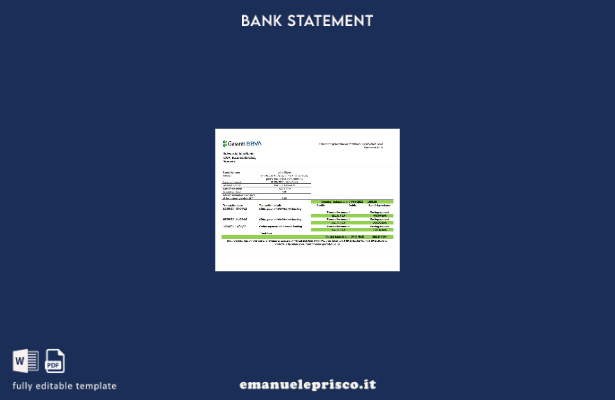 modello word di estratto conto bancario Romania Garanti BBVA in stile verificato